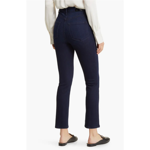 PAIGE CINDY High Rise Ankle Straight Dark Wash Denim Jean in Sussex // 0 - Picture 2 of 15